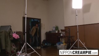 Slutty teen fucks and sucks a whole room of guys