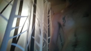 Big Dick Blondie jerking off in shower