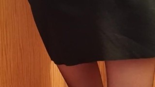 schoolgirl in a skirt and pantyhose showed herself on camera