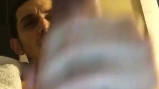 Teen jerking off his big 8inch cock. Dick play