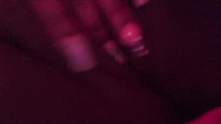 Horny ebony playing with her tight pussy