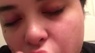 cute boy gives dildo sloppy head