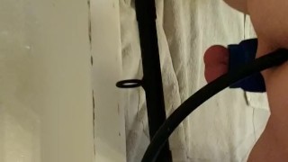 locked in a tight rubber sensory deprivation hood, morning clean out