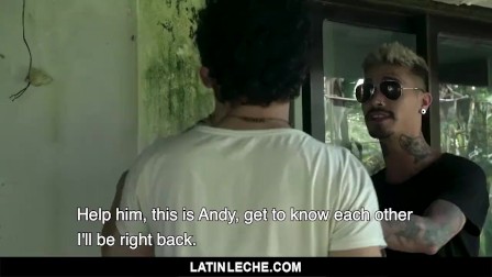 LatinLeche - Cute Curly Haired Boy Sucks Off A Sexy Stud’s Fat Dick