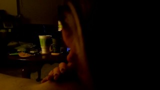 Beautiful Brunette sucks a hard dick