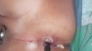 cum on my ass after anal beads fucking