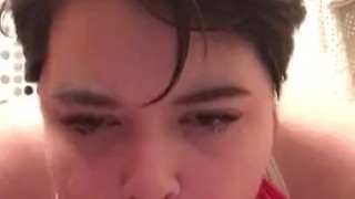 cute young femboy throats his dildo