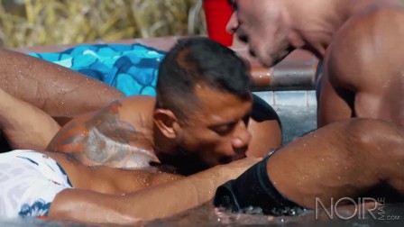 NOIR MALE Pool Boy Initiated into All HUNK ORGY in Hot Tub!