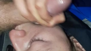 girl sucks cock and gets fucked outside in the dark