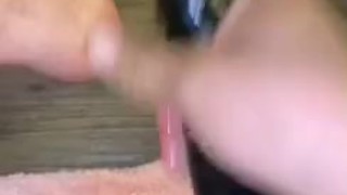 fucking myself with 18 inch black dildo