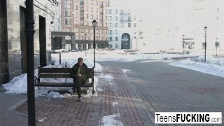 Tattooed teen Tori wears her stockings during sex