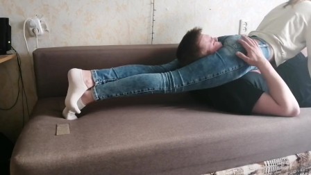 Reverse Headscissors and Facesitting In Jeans - Smothering - Young Goddess - Clips4Sale store 120987