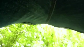 Outdoor teen farting in jeans