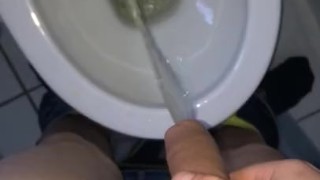 Big white cock pissing