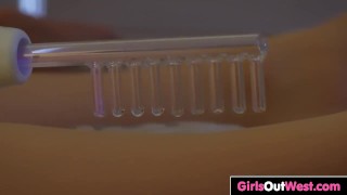 Girls Out West - Lovely hairy girls lick each other