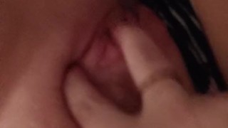 Cute kitten fingers herself till she cums edging continually