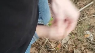 Boy pissing and wanking outdoor