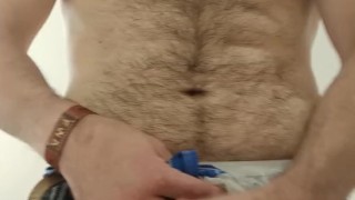 Being silly and jacking off in a hotel bathroom