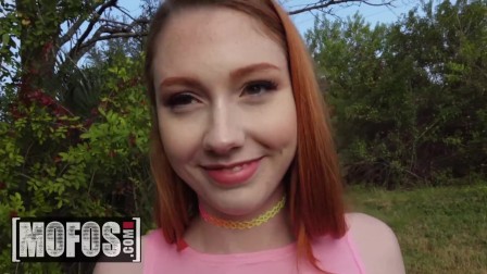 MOFOS - Lil Ginger teen Arietta Adams sucks cock outdoors