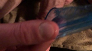 MY COCK MELTING FROZEN CUM AND FAPPING INSIDE CONDOM