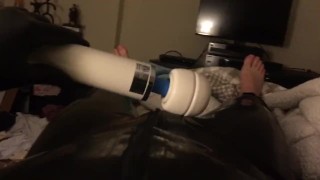 Wearing Latex and Spandex Layers Masturbating Until Cumshot