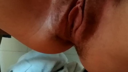 Trimming my hairy pussy and shaving my asshole