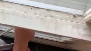 Horny boy rubs against thick cock