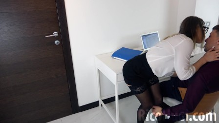 Blonde POV blowjob my Big Dick and Cum Swallow at the office