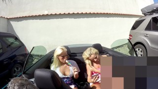 Cabrio Fun Outdoors, Best Summer with Young Blonde Exhibitionist Flashers