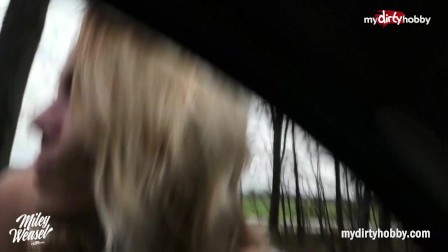 MyDirtyHobby - amateur blonde outdoor sex in a car