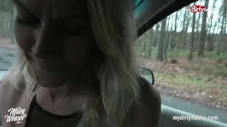 MyDirtyHobby - amateur blonde outdoor sex in a car