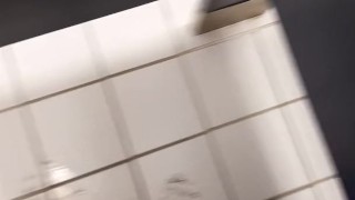 Risky school bathroom jerk