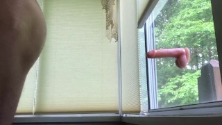 Twink masturbates while getting ass fucked by a dildo