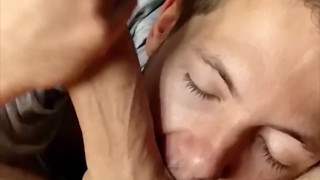 Hot Guy Sucking on My Uncut Dick - Massive Cumshot in Slow-Mo
