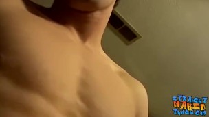 Handsome young amateur tugging and cumming hard
