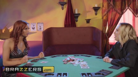 Brazzers - Blonde and redhead lesbians lick pussy after poker