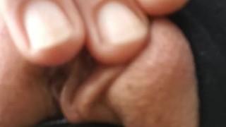 Little Wet Kitty Spreads Her Lips Open Wide on Her Bike Seat Out in Public!