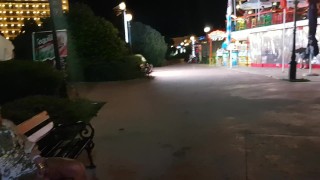 Masturbation in front of  tourists  in public central city, pee on street