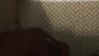 Jacking off in public restroom