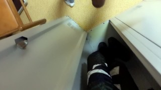 Cleaning my locker with piss - marking my territory !