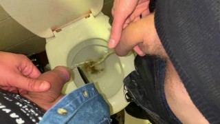 Pissing together then jerk together , but can´t cum , someone comes