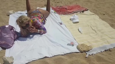 Public beach orgasm with lovens lush control by my stepbro