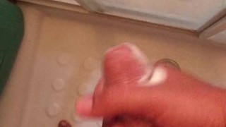 Soapy shower jack with ball play and cumshot