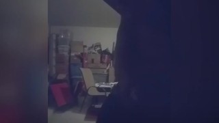 Ebony amateur male stroking