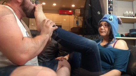 Nerdy teen in Glasses Stinky Sock Removal, Foot Worship & BJ