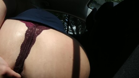 I wet my purple panties in my car