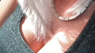 OMG crazy! I secretly fingered my pussy in a public parking lot