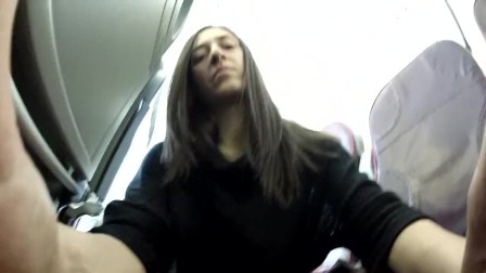 A flying orgasm - Rosario Gallardo masturbating during flight to Prague