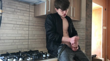 STEP SON Jerking OFF when his DADDY NOT IN HOME (23cm) / HUGE LOAD / 