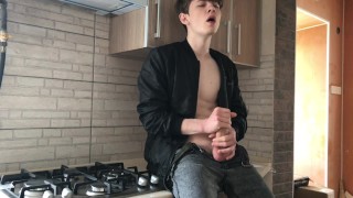 STEP SON Jerking OFF when his DADDY NOT IN HOME (23cm) / HUGE LOAD / 